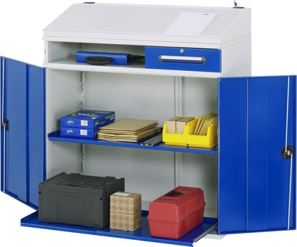 Bureau debout avec armoire latérale RAU - modèle 05, L1100 x P520 x H1110/1220 mm, 07-1100-M05.11