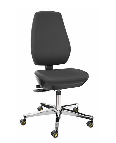 Chaise de travail pour salle blanche Dauphin ESD, cuir artificiel, piètement en aluminium, 266942