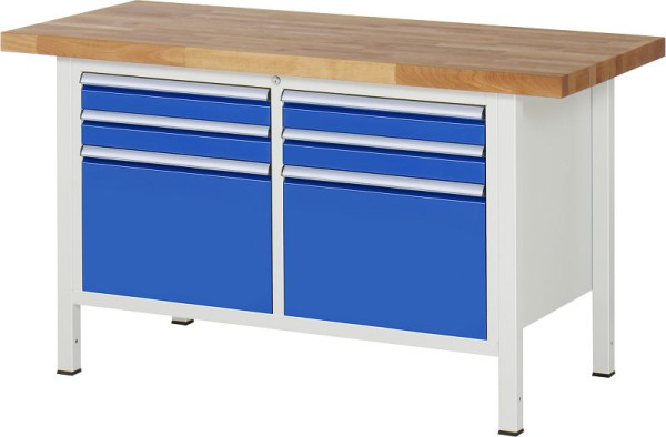 Etabli RAU série 8000 - modèle 8474, L1500 x P700 x H840-1040 mm, base système L1235 x P650 x H800-1000 mm, 03-8474A2-157B4H.11