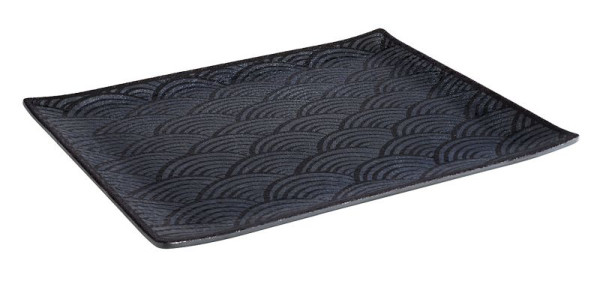 Plateau APS GN 1/2 -DARK WAVE-, 32,5 x 26,5, hauteur : 2 cm, mélamine, intérieur : décor, extérieur : noir, 84901