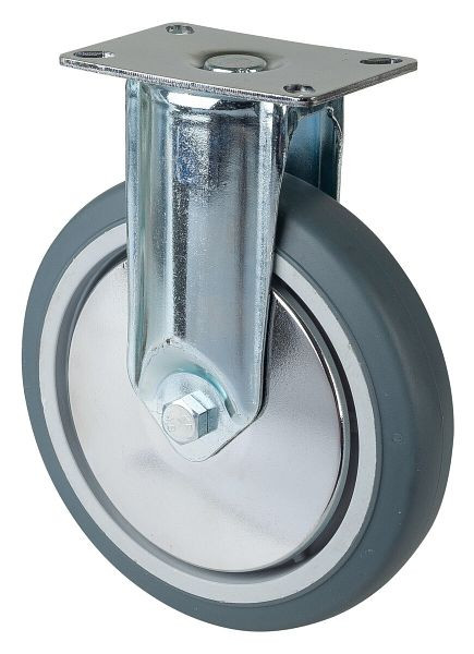 Roulettes BS Roulettes pour appareils lourds, largeur 32 mm, Ø150 mm, jusqu'à 100 kg, bande de roulement en caoutchouc gris, roulements à billes, platine, lot de 2, C110.A85.151