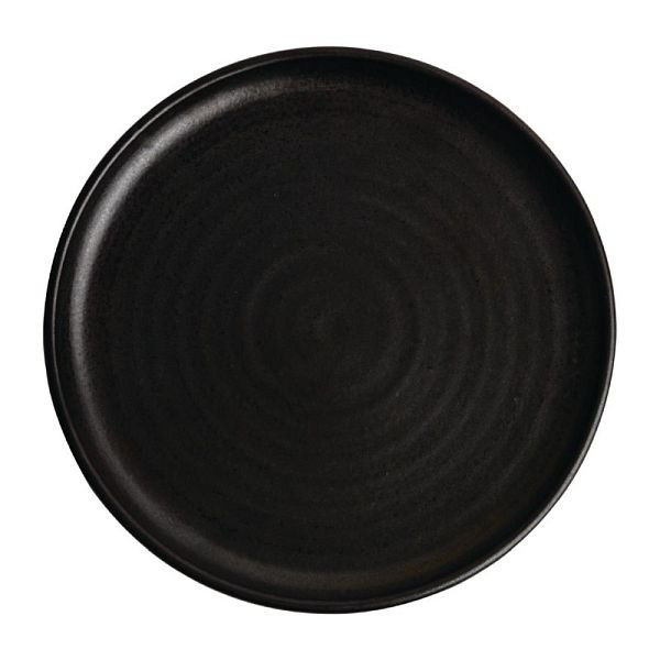 Assiette ronde en toile OLYMPIA avec bord étroit noir 26,5cm, UE: 6 pièces, FA317