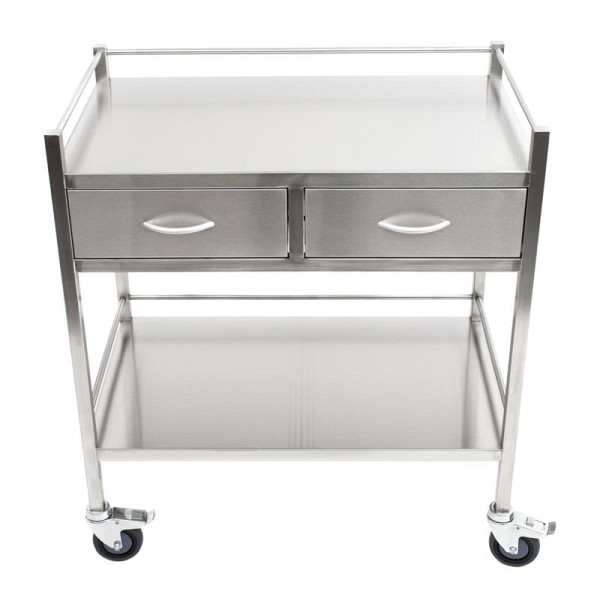 Chariot inox ALLPAX avec 2 tiroirs - largeur 800 mm, 10000806