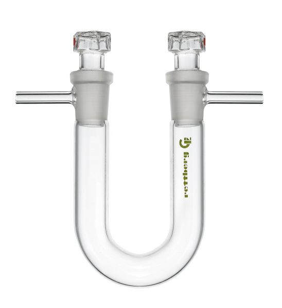 Tube de séchage Rettberg, en forme de U, longueur 150 mm, 2x manchon NS 14,5/23 avec bouchon, Ø extérieur 18 mm, verre borosilicaté 3,3, 134610315