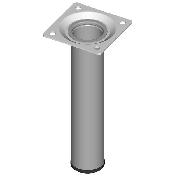 Système d'éléments PIED EN TUBE D'ACIER, VRAC, Ø30, M10, 150 mm, ALU BLANC, UE: 4 PIÈCES, 11100-00014