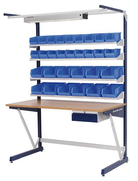 Table de travail Bedrunka+Hirth avec structure multi-parois et bloc de suspension, 4x étagères dimensions en mm (LxPxH) : 1500 x 800 x 2070, 07.899.02