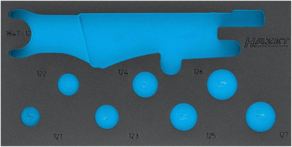 Insert en mousse souple Hazet à 2 composants, pour 1847-12/15 Dimensions / longueur : 342 mm x 172 mm Taille du système d'organisation : 1/3 (342 x 172 mm), 163-529L