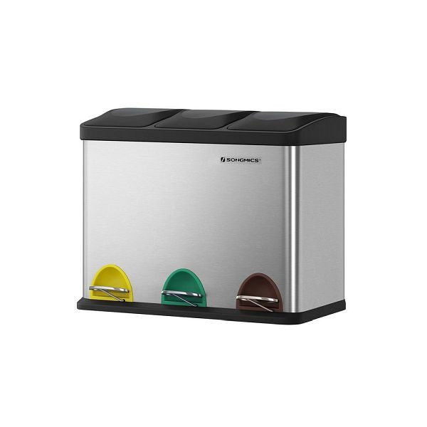 SONGMICS Grand séparateur de déchets 45 litres (3 x 15 L), LTB45L