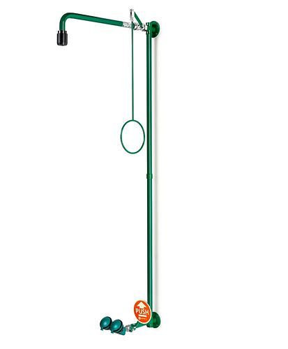 Douche de corps B-SAFETY avec douchette pour les yeux, vert, montage mural, BR 861085/75 l, 305270