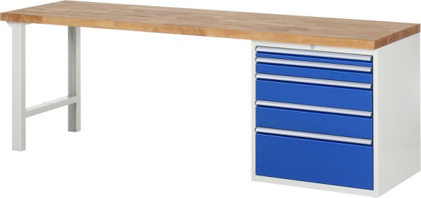 Etabli RAU série 7000 - modèle 7611, L2500 x P700 x H890 mm, base système L2500 x P650 x H850 mm, 03-7611A1-257B4M.11