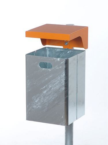 Poubelle DENIOS ABV 50, acier, avec capot de protection contre les intempéries, 50 l, orange, 116-884
