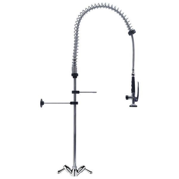 Douchette de prélavage monobloc Gastro-Inox avec leviers rotatifs, 1200mm, Haute Performance, 402.102