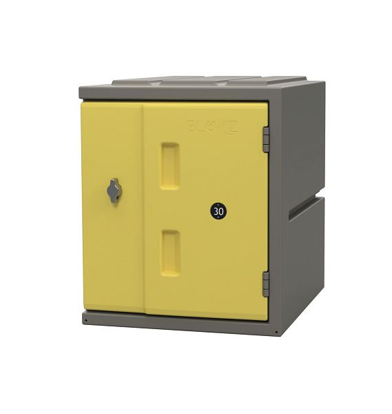 Casier en plastique Lotz 450 Casier en plastique, hauteur : 450 mm, porte jaune, serrure à pêne rotatif, 221450-05