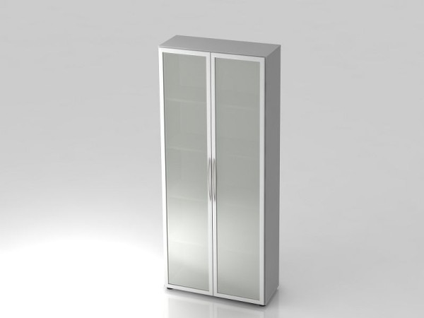 Vitrine Hammerbacher 5OH 34, poignée arquée profondeur 6 cm gris, 80x34,9x188 cm (LxPxH), V4200/5/S/BM