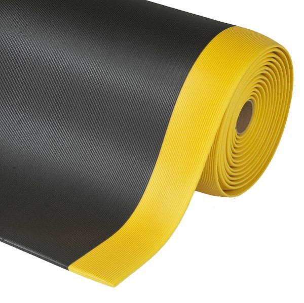 Notrax Gripper Sof-Tred tapis de travail ergonomique anti-fatigue 413, noir/jaune, 60cm, vendu au mètre, 413C0024BY