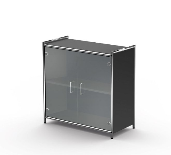 Buffet Kerkmann large pour 2 OH, Artline, L 800 x P 380 x H 780 mm, anthracite/verre, 13798913