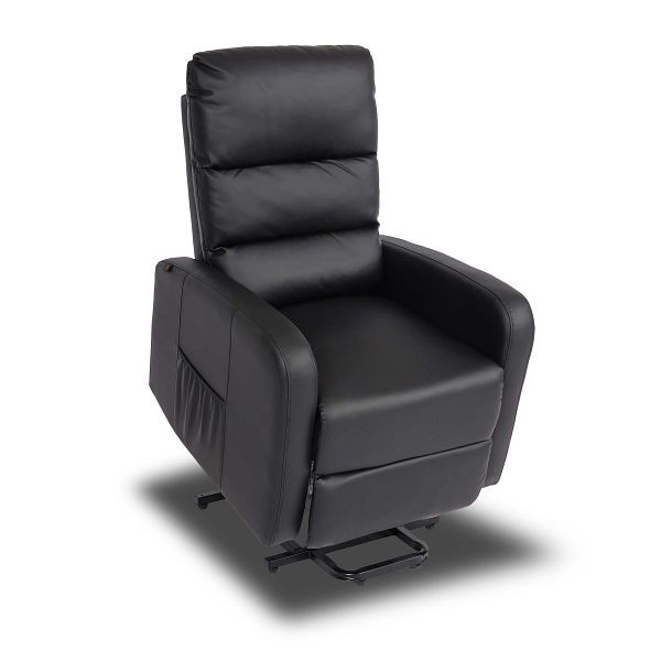 Mendler Chaise TV HWC-K62, Fauteuil relax Chaise TV chaise longue, fonction d'inclinaison aide à se lever, métal simili cuir, noir, 94703