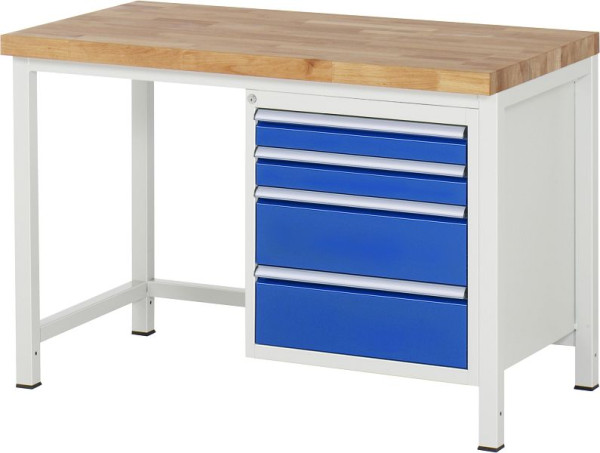 Etabli RAU série 8000 - modèle 8161, L1250 x P700 x H840-1040 mm, base système L1245 x P650 x H800-1000 mm, 03-8161A1-127B4H.11