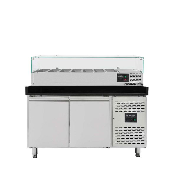 Table réfrigérante à pizza Vaiotec EASYLINE 800 / 2 portes "noire" avec accessoire de refroidissement GN1/4, 11263