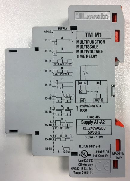 Relais temporisé multifonction ELMAG pour groupes électrogènes, par ex. pour dispositif de préchauffage générateur diesel avec PDM112V-240V AC/DC 1 division unité de large, 9503321