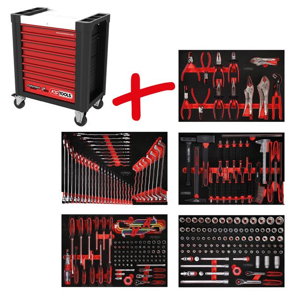 KS Tools PERFORMANCEplus set de dessertes d'atelier P10, avec 279 outils et 5 tiroirs, 810.5279