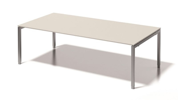 Poste de travail de direction/table de conférence Bisley Cito, cadre en U réglable en hauteur de 650 à 850 mm, H 19 x L 2400 x P 1200 mm, gris blanc/argent, DUH2412GW355
