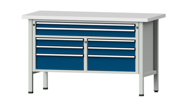 Établis ANKE Établi en caisson, modèle 259 V, 1500 x 700 x 890 mm, RAL 7035/5010, KSP 40 mm, 304.149