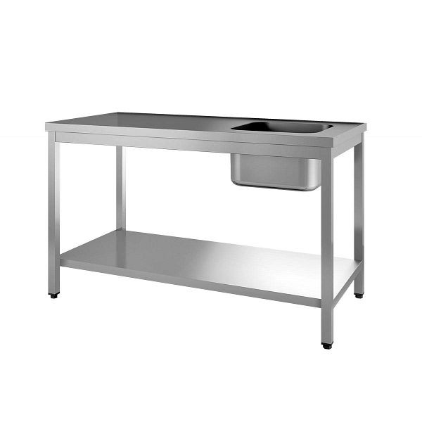 Table de direction Vaiotec TOPLINE 700 / vasque à droite, plan de travail épaisseur 40 mm, 140x70x85 cm, 10940