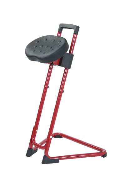 Lotz "Die Steadfast" aide debout, ergonomique, siège en PU noir, cadre rouge flamme, réglable en hauteur 600-850, pivotant latéralement, 3600.04