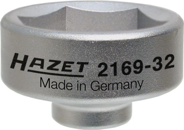 Clé pour filtre à huile Hazet, carré creux 10 mm (3/8 pouce), profil hexagonal externe, 43 mm, 2169-32