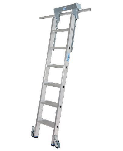Escabeau Krause, aluminium, mobile, avec système de rails, 6 marches, 257500