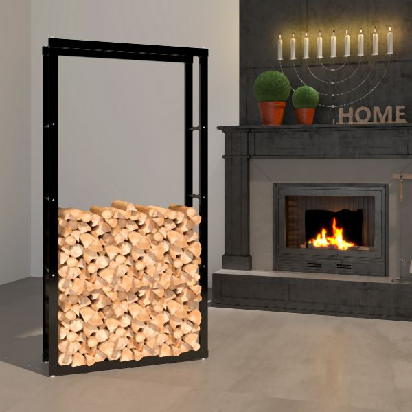 Support à bûches Metra pour intérieur et extérieur, support à bûches en métal extérieur 80x25x150 cm, 10905