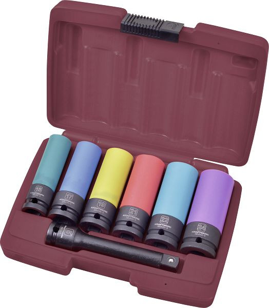 Jeu de douilles de clés à chocs Kraftwerk pour jantes en aluminium 7 pièces, 1/2 ", 381005