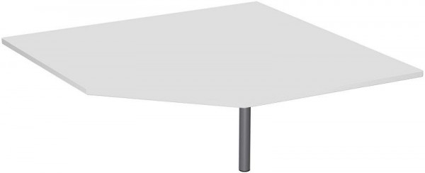 geramöbel plaque de liaison pentagone 90° avec pied d'appui, avec guide-câble, réglable en hauteur, 1225x1225x680-820, gris clair/argent, N-657510-LS