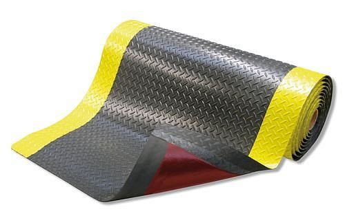 Sol anti-fatigue DENIOS CT 9.K, largeur 0,9 m, vendu au mètre, noir/jaune, 162-211