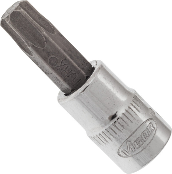 Embout de tournevis VIGOR TORX, carré creux 6,3 mm (1/4 pouce), profil TORX interne, T40, V2447N