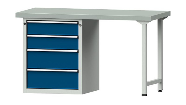 Établis ANKE Établi combiné, modèle 816 V, 1500 x 700 x 850 mm, RAL 7035/5010, ZBP 50 mm, 415.014