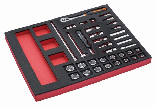 Insert Bahco 2/3, clé à douille + accessoires 3/8", 36 pièces, FF1F2101