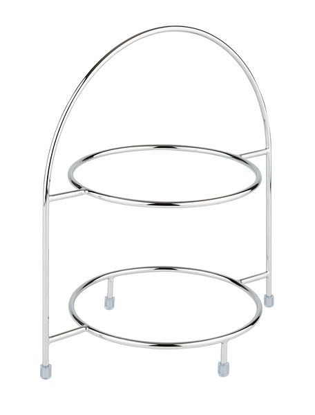 Support de service APS, 29 x 19,5 cm, hauteur : 30 cm, métal chromé dur, pour 2 assiettes, anneau intérieur Ø 18 cm environ, 33219