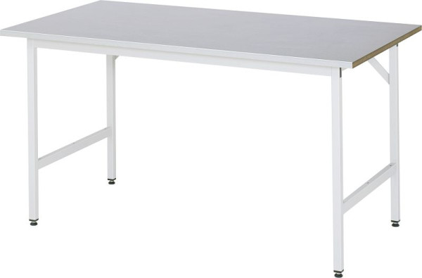 Table de travail RAU série Jerry (3030) - réglable en hauteur, plan de travail avec revêtement en tôle d'acier, 1500x800-850x800 mm, 06-500S80-15.12