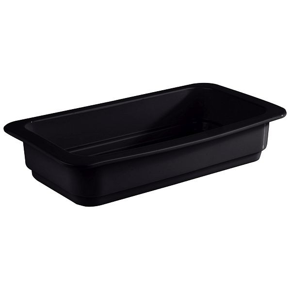 Récipient APS GN 1/3, 32,5 x 17,6 x 6 cm, porcelaine, noir, résistant à la chaleur jusqu'à 220°C, 2 litres, 82281