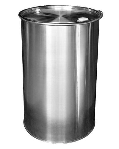 Fût inox DENIOS avec couvercle, 213 litres, paroi lisse, 269-235