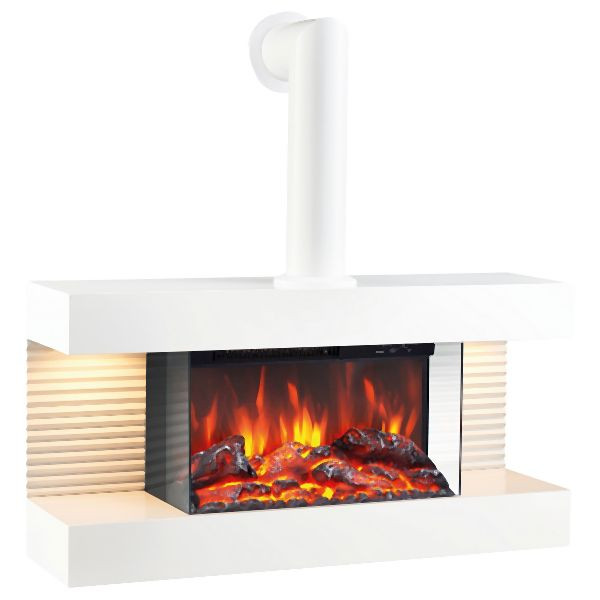 Cheminée électrique KAMINIO LIZ Pipe blanc, avec chauffage, EM01-FP01-W