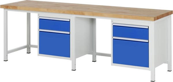 Etabli RAU série 8000 - modèle 8156, L2500 x P700 x H840-1040 mm, base système L2445 x P650 x H800-1000 mm, 03-8156A1-257B4H.11