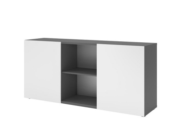 Buffet Hammerbacher à portes coulissantes 1780, 2 OH, corps : graphite / façade : blanc, 160 x 42 x 74,8 cm (LxPxH), V1780/G/W
