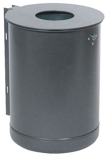 Conteneur à déchets rond Renner d'environ 50 L, non perforé, avec couvercle robuste, galvanisé à chaud et revêtement par poudre, gris anthracite, 7039-20PB 7016