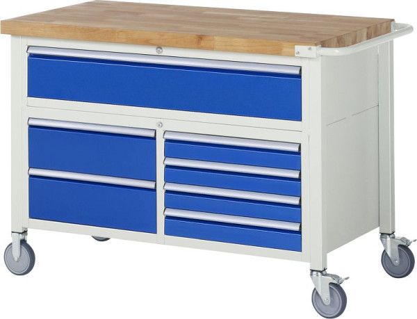Etabli mobile RAU série 8000, conteneur triple fond (7x tiroir), 1250x920x700 mm, 05-8921A2-127B4S.11