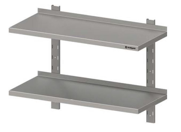 Étagère murale double Stalgast avec supports et rails muraux 2000x400x660 mm réglable en hauteur, VWB20402