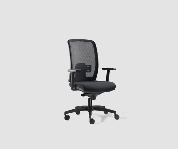 Chaise de bureau pivotante Bisley Cometa, dossier recouvert de résille, assise rembourrée, base en plastique, COMENKLRV0651MR6651