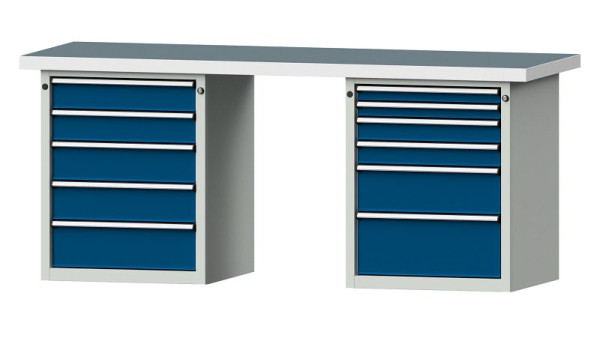 Établis ANKE Établi combiné, modèle 841 V, 2000 x 700 x 850 mm, RAL 7035/5010, UBP 50 mm, 415.122